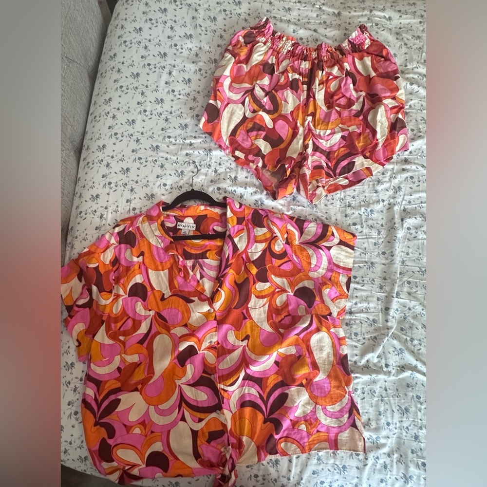 Ava & Viv linen blend short set